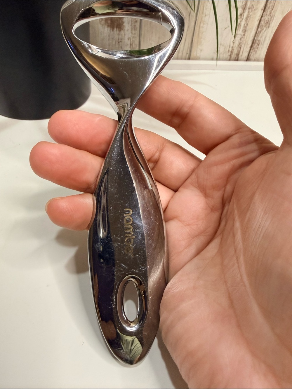 Nambe Polished Silver Bottle Opener with Sleek Ergonomic Handle - Picture 3 of 8